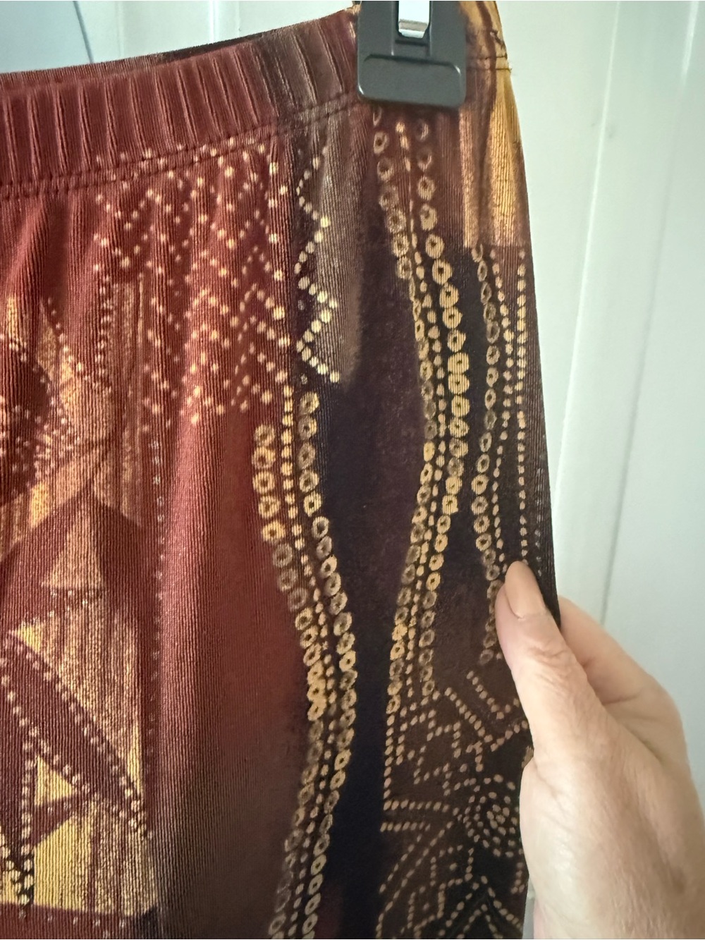 Chico's Travelers, Red & Gold Abstract Pants - Picture 3 of 3